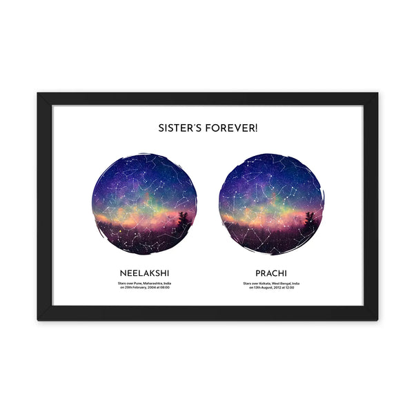 Customized Celestial Bond Star Map Artwork for Two