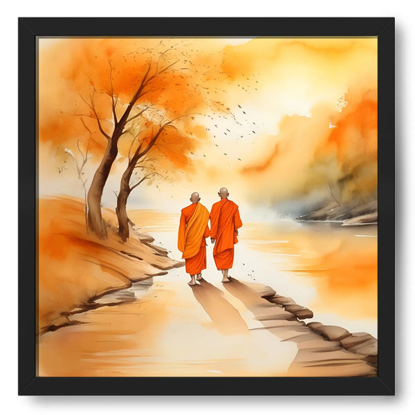 Two Bauddh Bhikkhu Monks Framed