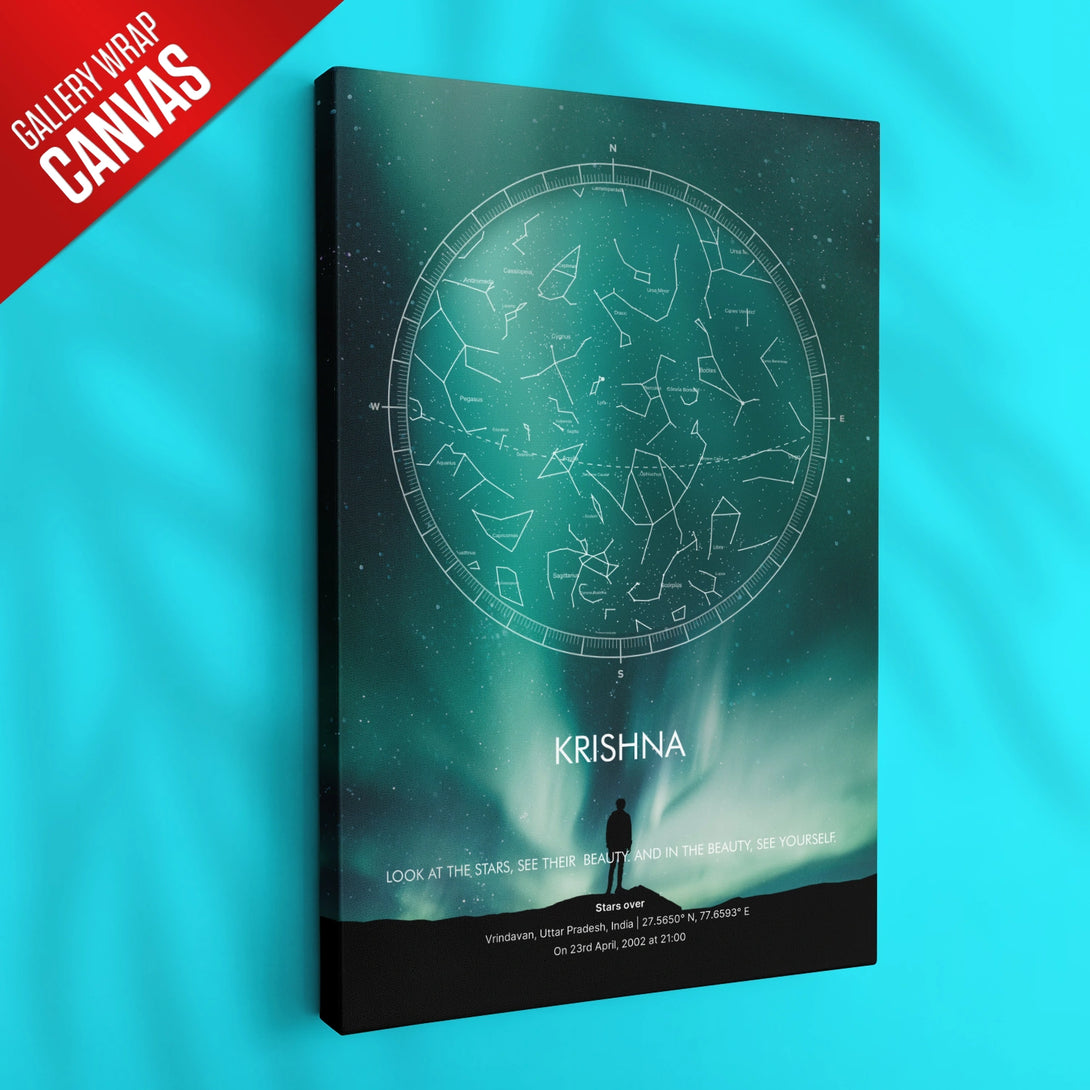 Customized Star Map In Northern Lights – Ritwikas