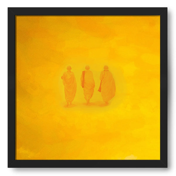 Three Bauddh Bhikshu In Yellow Hue