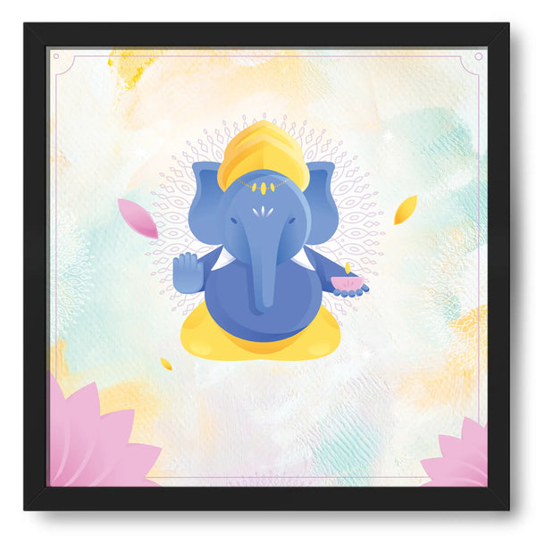 Blue Baby Ganesha In Decorative Background