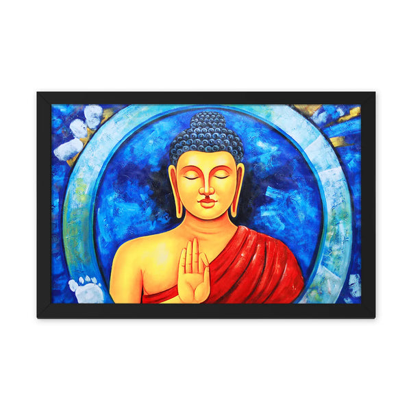 Blessing Buddha In Blue Background