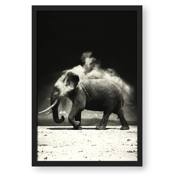 Elephant Walking In Blowing Dust