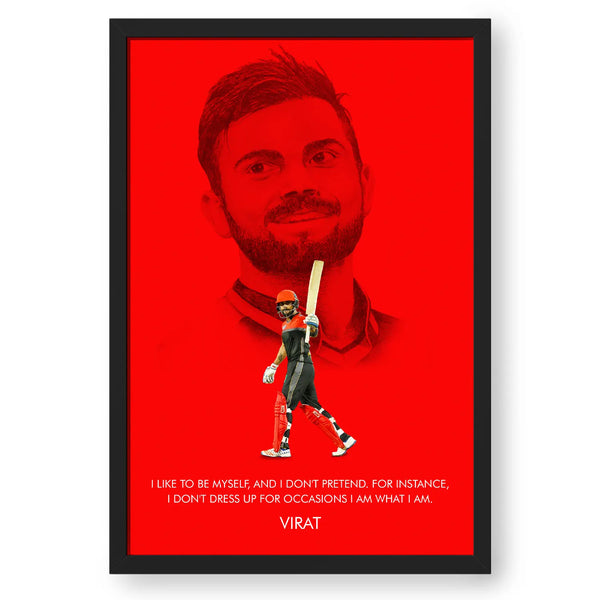 Virat Kohli Red Artwork Poster Frame