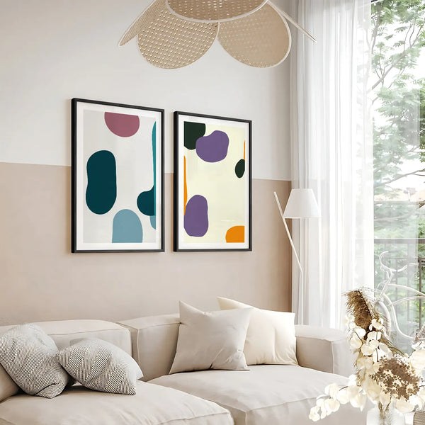 Dreamy Colored Shapes & Abstract Colored BOHO Art- Set Of 2