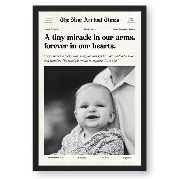 Personalized Newspaper For New Baby Arrival Artwork