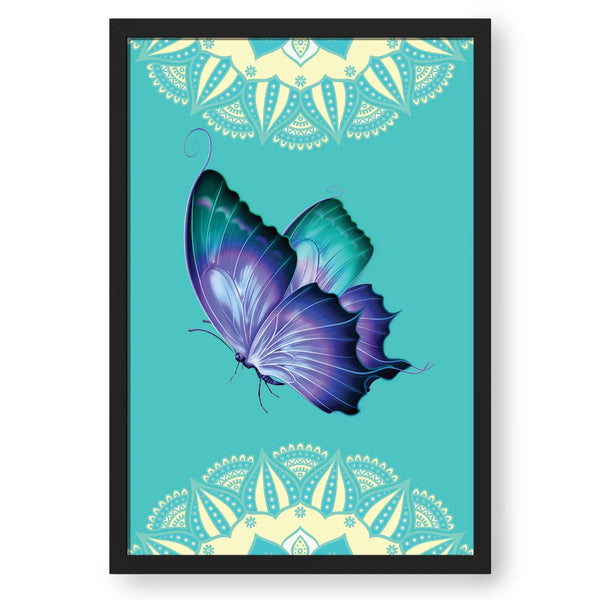 Butterfly With Mandala Wall Art Framed