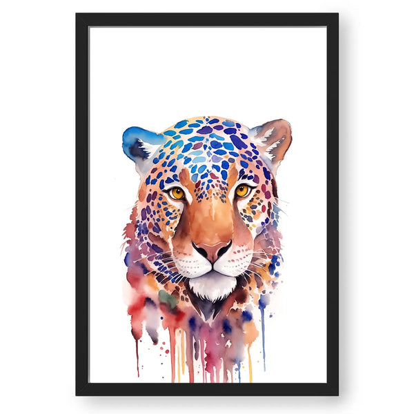 Panther Face Watercolor Style Framed Poster