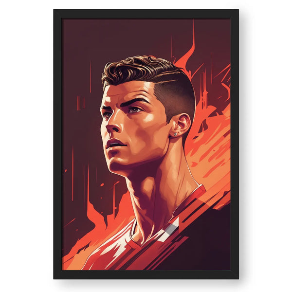 Cristiano Ronaldo Red Sketch Style Framed