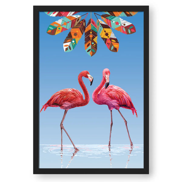 Greater Flamingo Birds Poster Framed