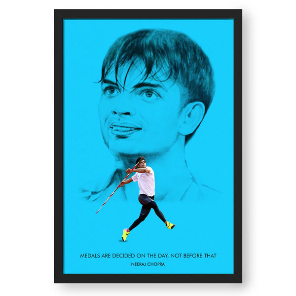 Artwork Of Indian Athlete Neeraj Chopra With Quote