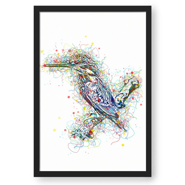 Colorful Kingfisher Bird Line Art