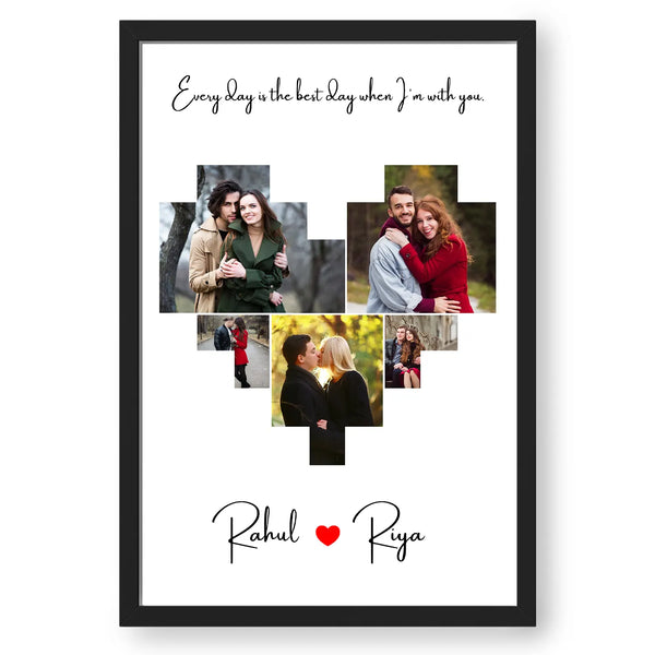 Personalized Heart Shaped 5 Pictures Collage