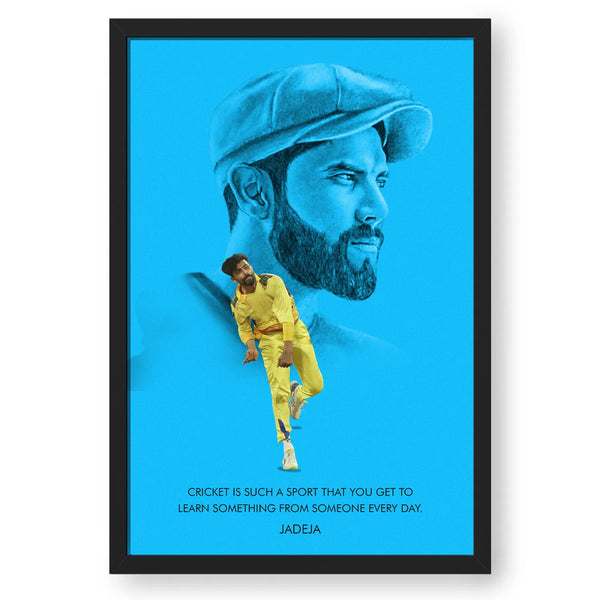 Cricketer Ravindra Jadeja Artwork Quote Frame