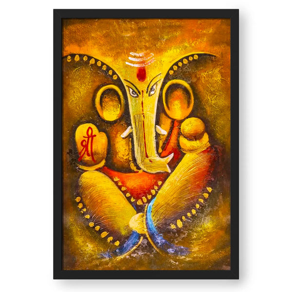 Lord Ganesha In Red Yellow Hue