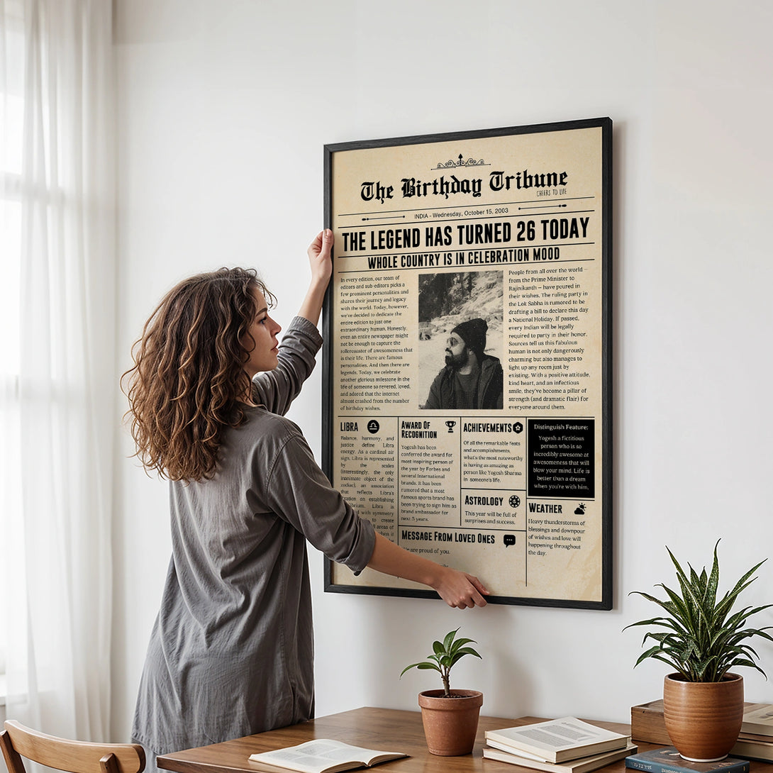 Personalized Newspaper Style Vintage Photo Frame With Custom Message ...