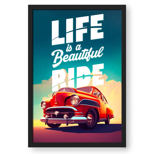 Artwork Of Car With Quote About Life And Ride