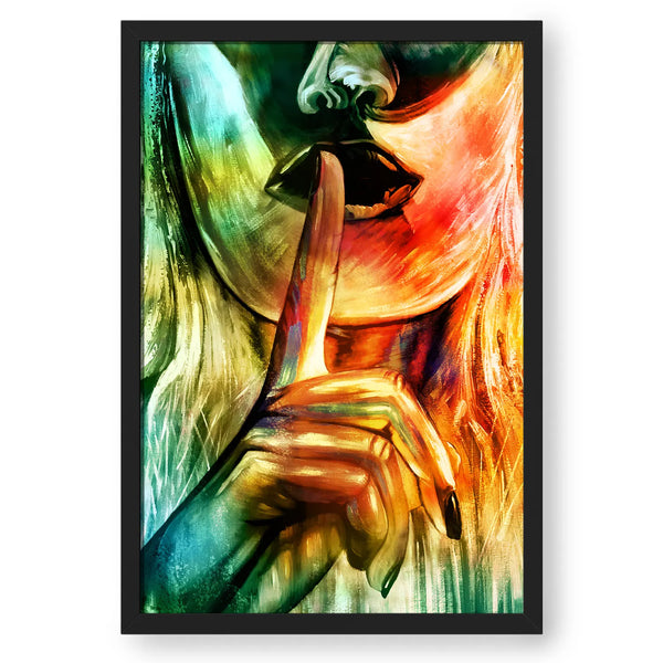 Colourful Face Of A Girl With Gesture Framed