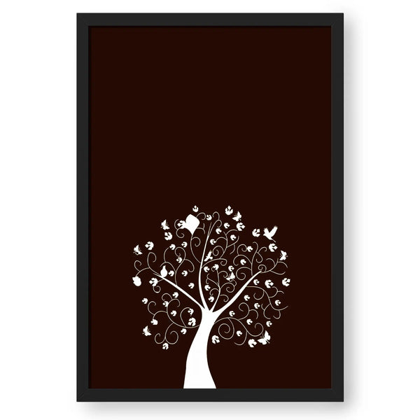 White Modern Art Tree In Brown Background