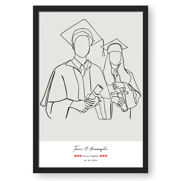 Personalized Graduation Line Art for Couple