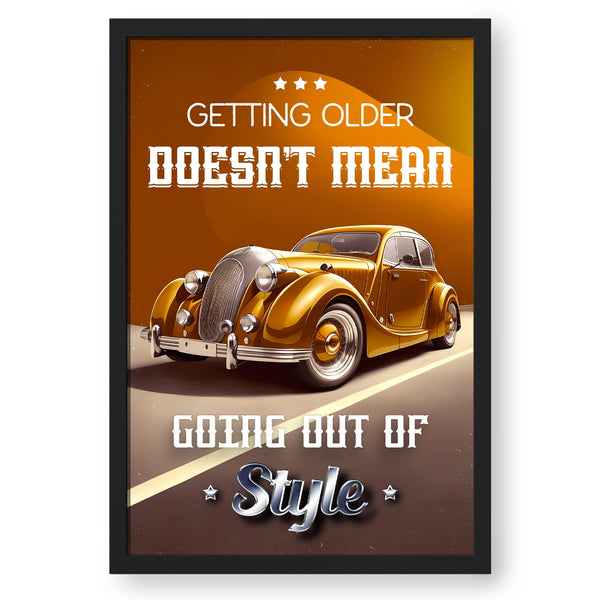 Artwork Of Vintage Car With Quote