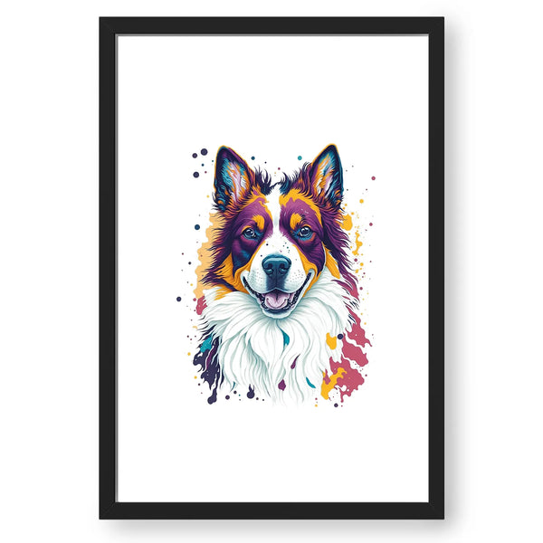 Watercolor Dog Animal Artwork With Frame