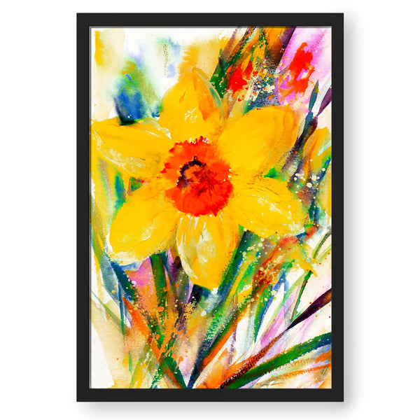 Daffodil Flower Modern Wall Art Framed