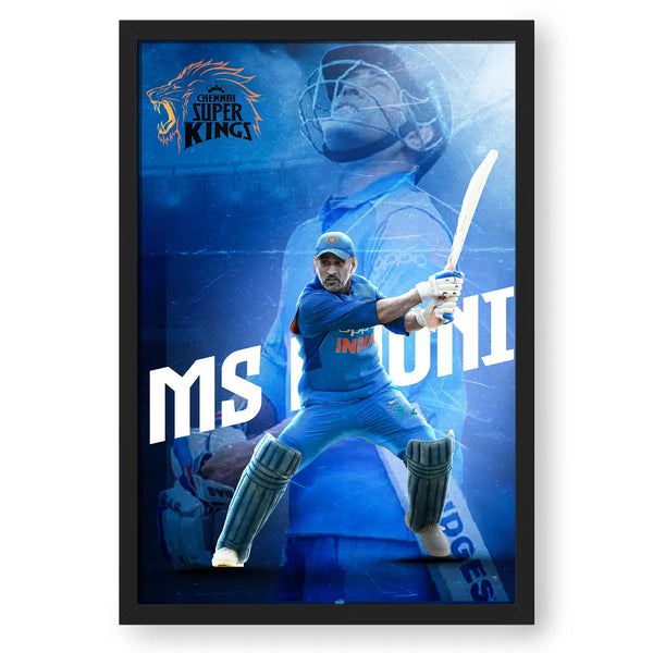 Indian Cricketer - MS Dhoni Blue Artwork