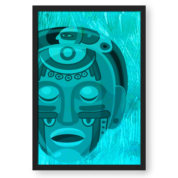 Tribal Face Mask Teal Blue