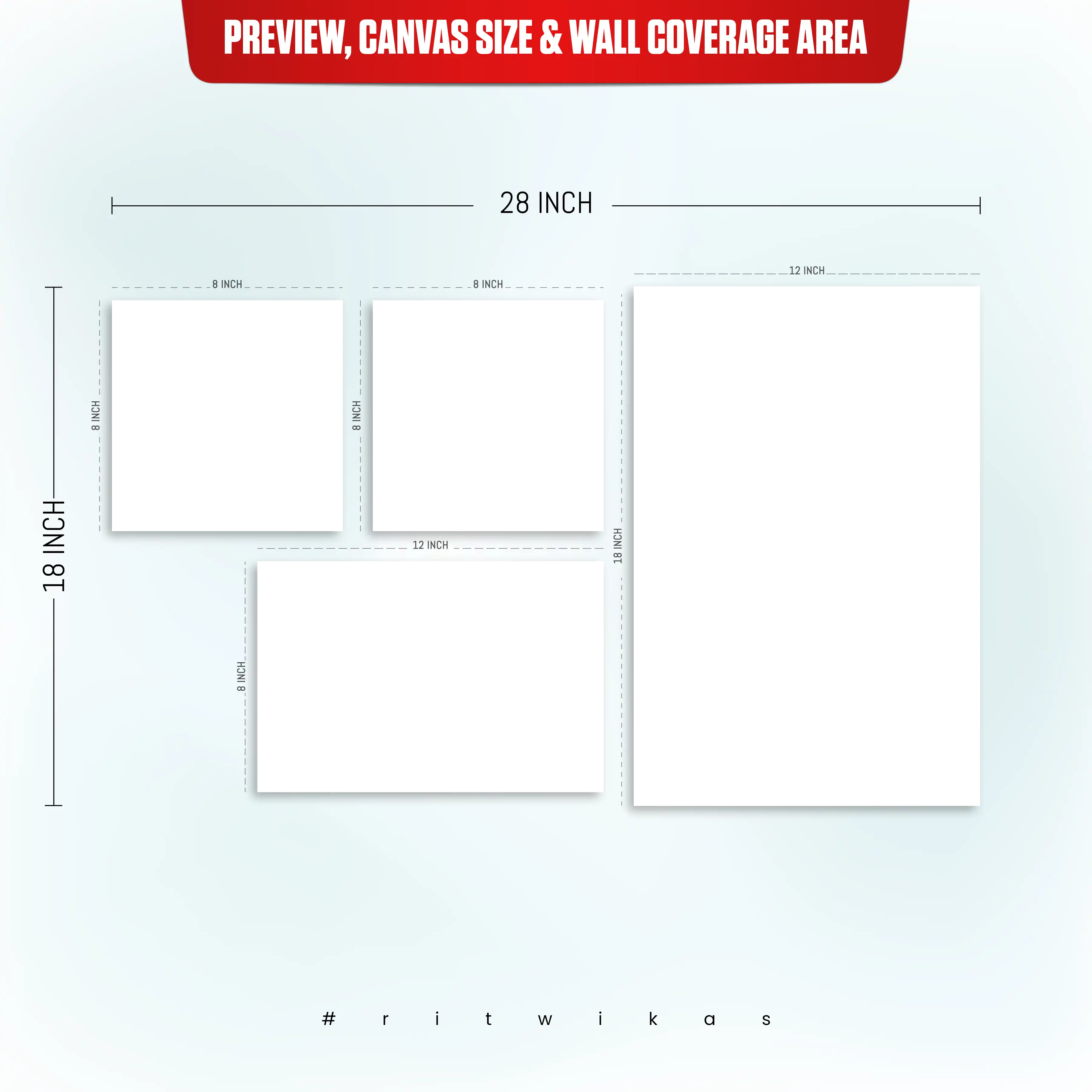 Set of 4 Custom Canvas Photo Prints - Two 8X8, One 8X12 & One 12x18 In ...