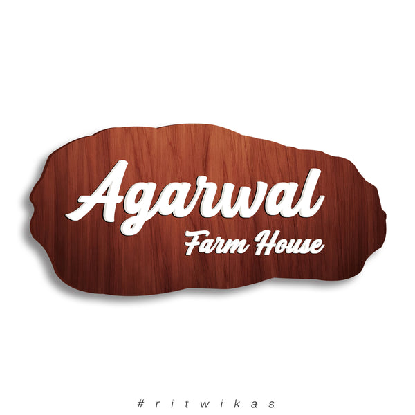 Premium Wooden Farm House Name Sign Board – 3D Letters