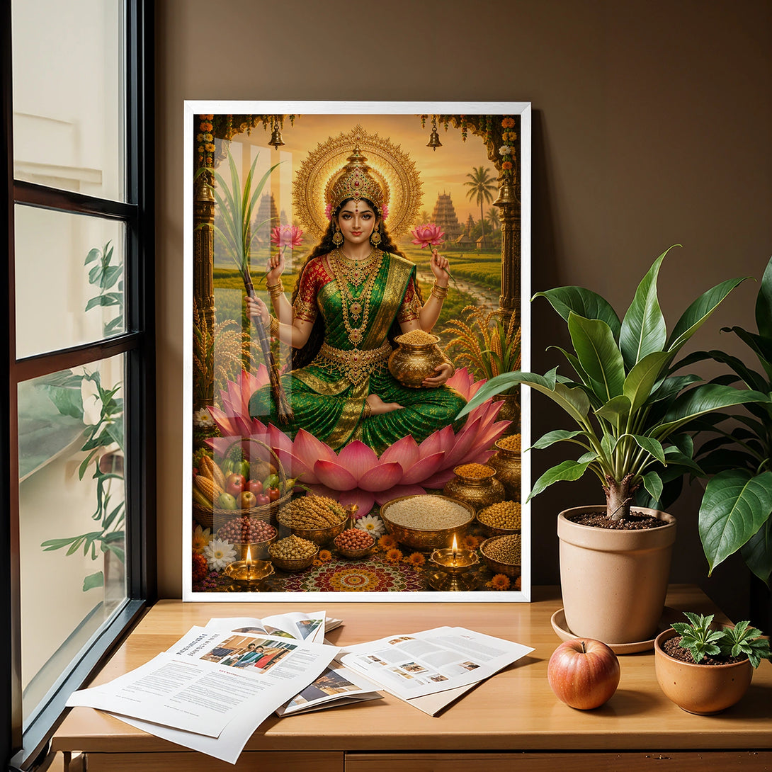 Dhanya Lakshmi Artwork - Goddess of Wealth & Harvest Wall Decor – Ritwikas