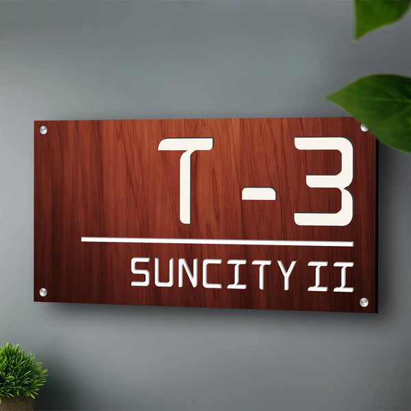 Premium Wooden House Number Board Block Series Design