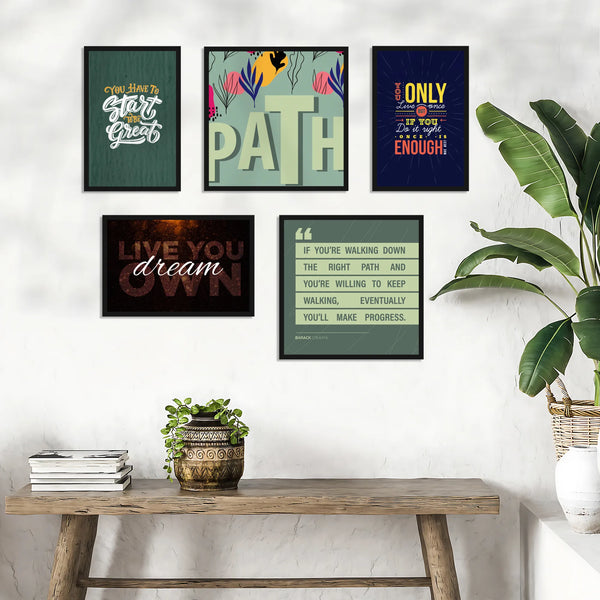 Good Start and Right Path Motivational Quote- Set of 5