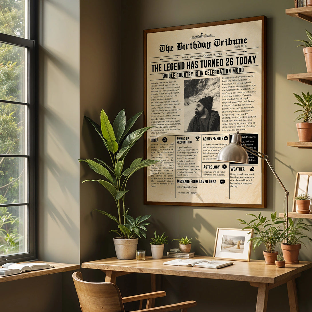 Personalized Newspaper Style Vintage Photo Frame With Custom Message ...