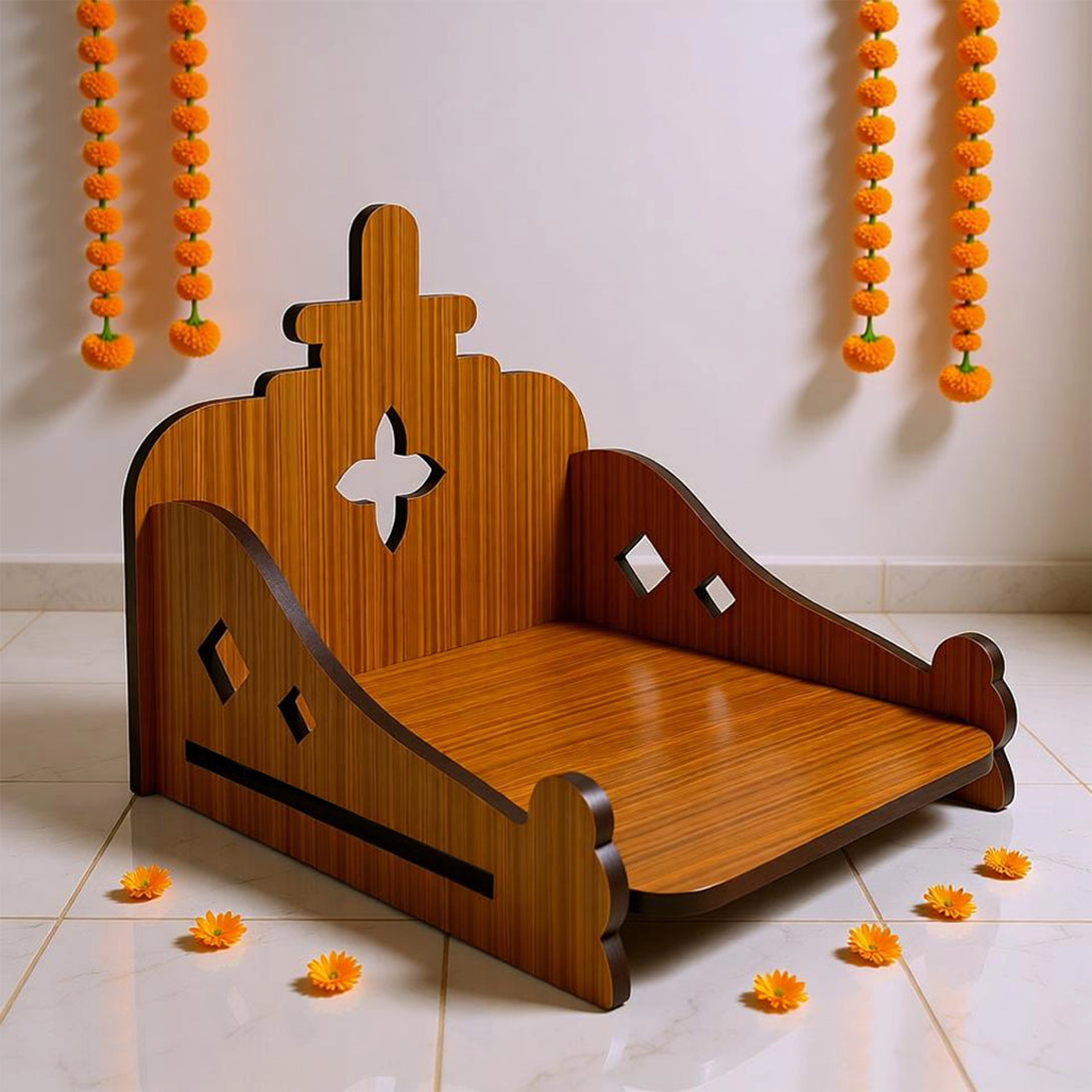 Laser Cut Wooden Shivling Design Singhasan for Pooja Mandir – Ritwikas