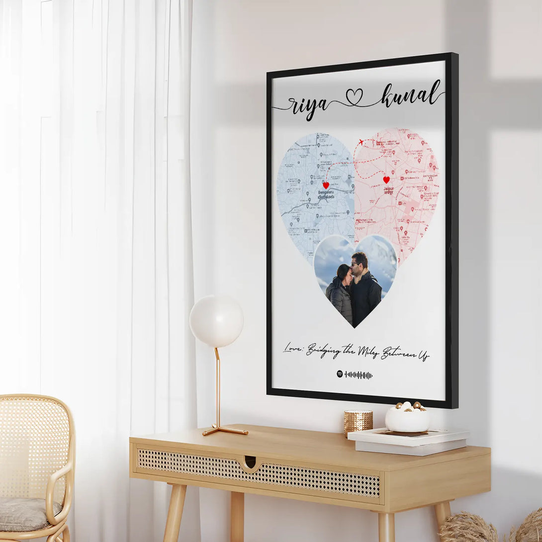 Personalized Distance Map Artwork Picture Frame – Ritwikas