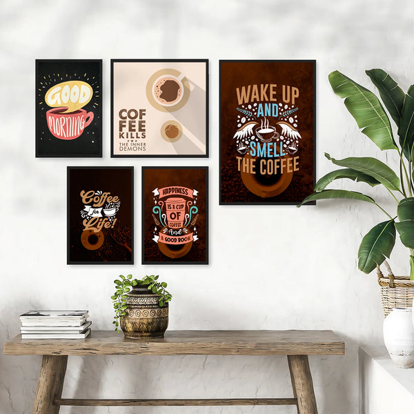 Morning Coffee Motivational Quote- Set of 5