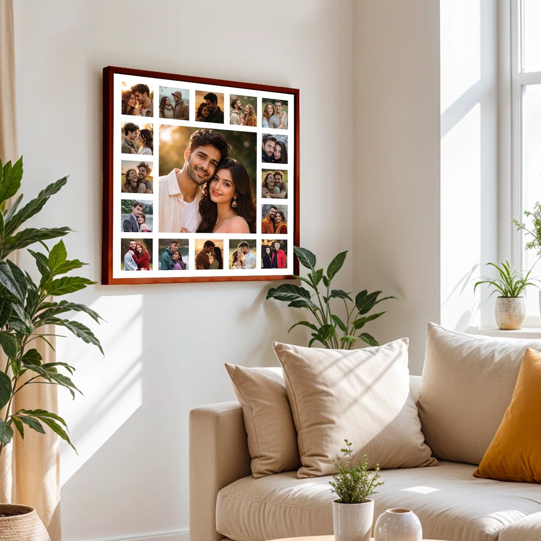 Couple Collage Wall Art – 17 Photo Memories – Ritwikas