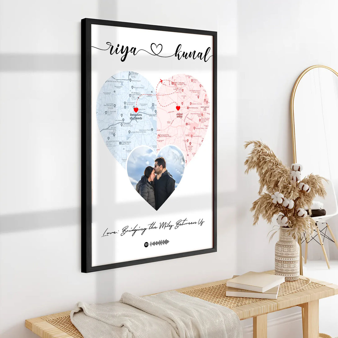 Map Pincture Personalized Distance Map Artwork Picture Frame – Ritwikas
