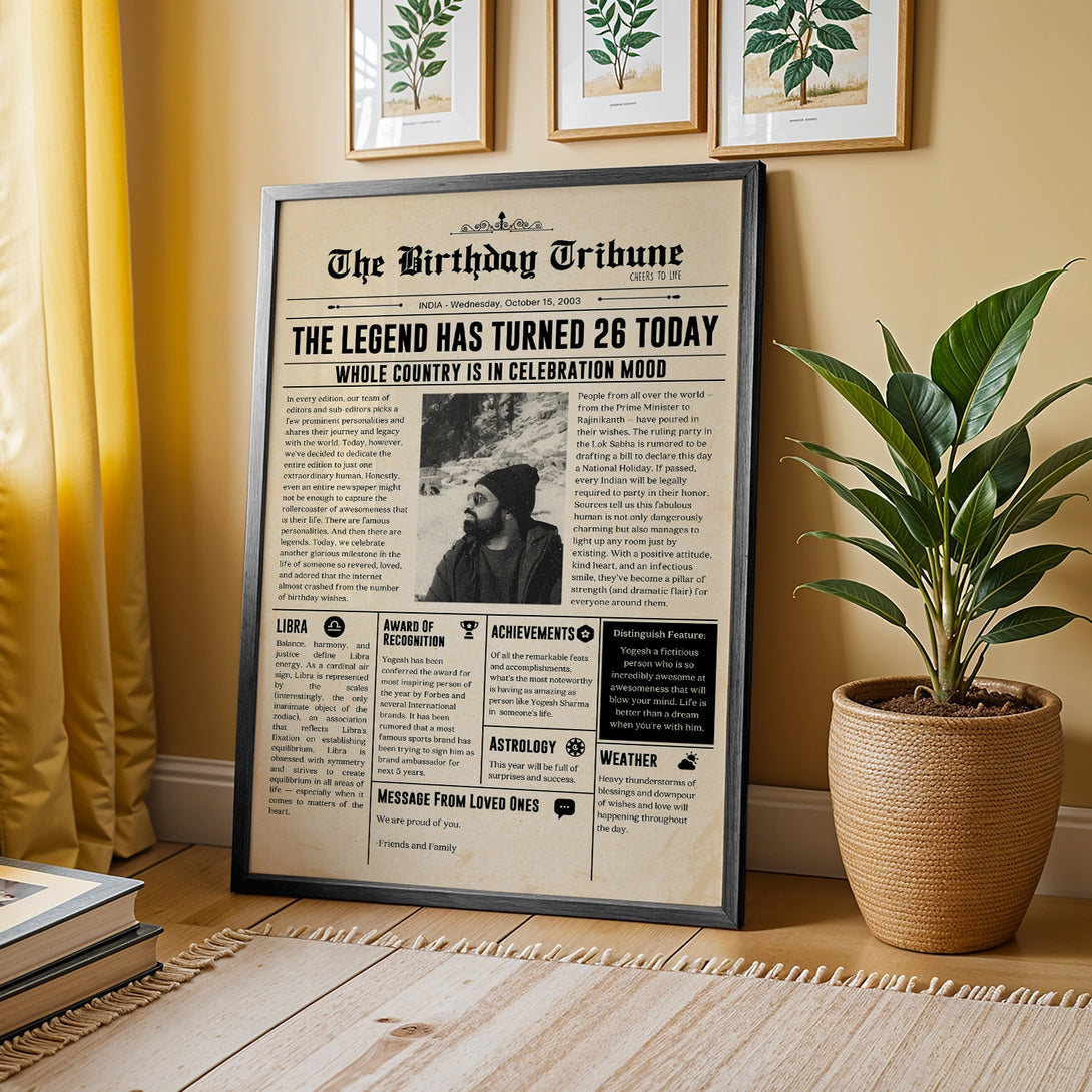 Personalized Newspaper Style Vintage Photo Frame With Custom Message ...