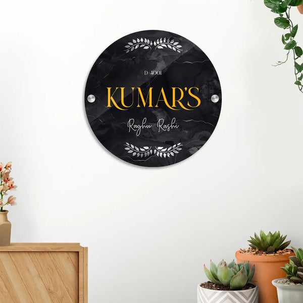 Acrylic Round Name Plate For Home