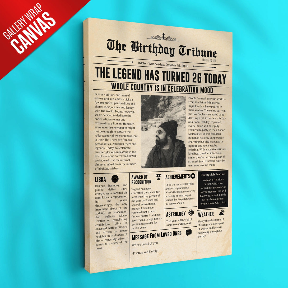 Personalized Newspaper Style Vintage Photo Frame With Custom Message ...