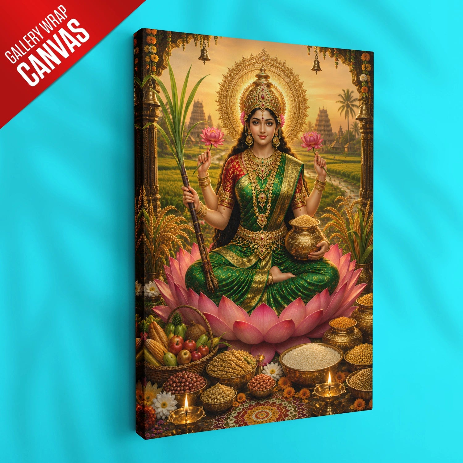 Dhanya Lakshmi Artwork - Goddess of Wealth & Harvest Wall Decor – Ritwikas