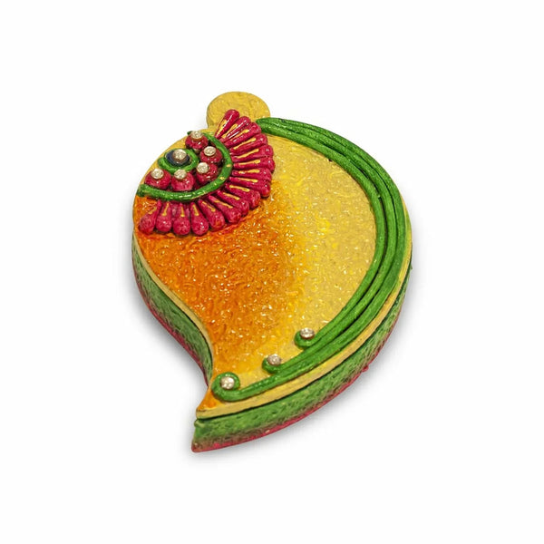 Yellow Orange Mango Shape Floral Tilak Chopra