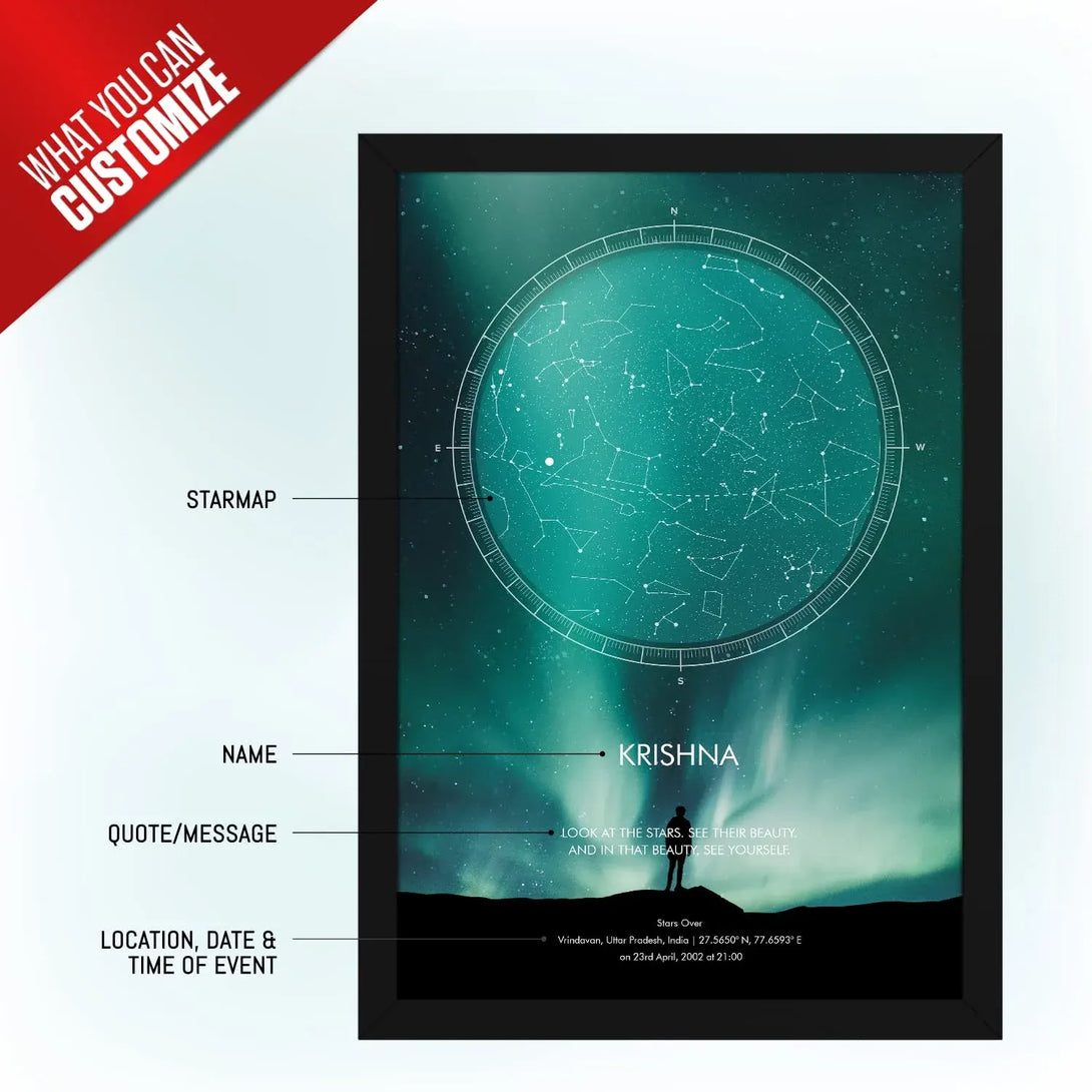 Rectangularstar Map Narit Customized Star Map In Northern Lights – Ritwikas