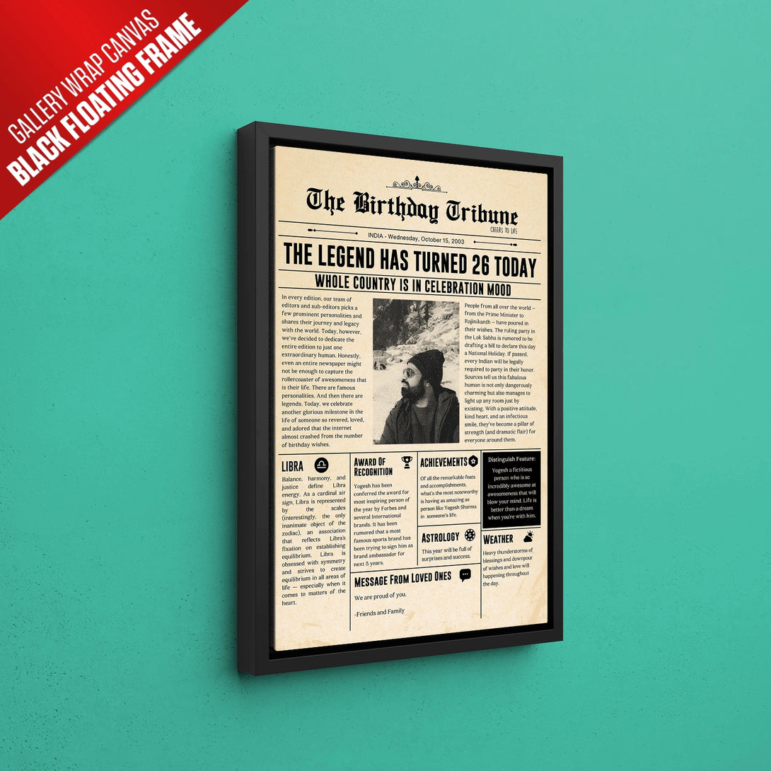 Personalized Newspaper Style Vintage Photo Frame With Custom Message ...