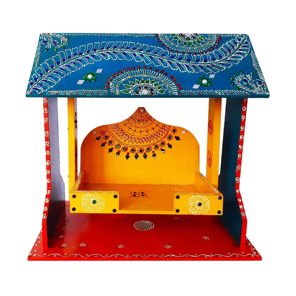 Blue Wooden Swing Laddu Gopal Jhula