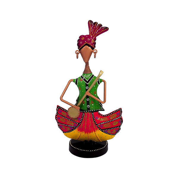 Handmade Green Rajasthani Musician Figurine