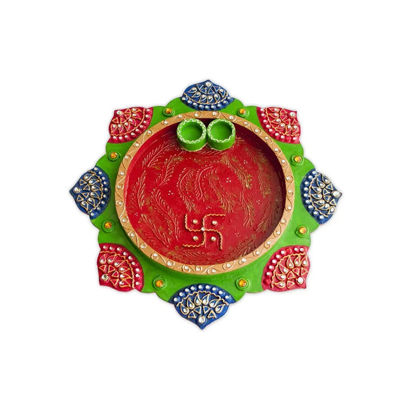 Star Decorative Wooden Kumkum Thali